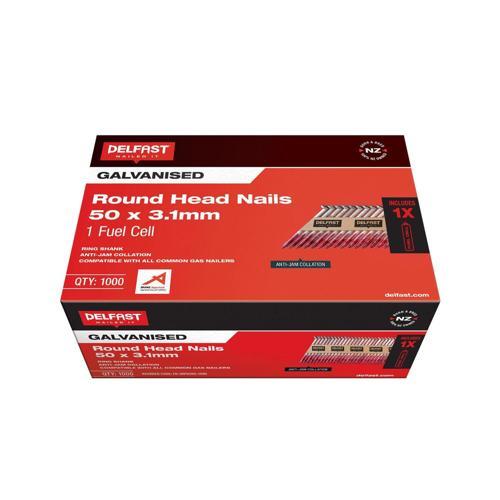 Delfast Round Head Collated Nails With Fuel Cell 50 X 3.1mm Galvanised Pack of 1