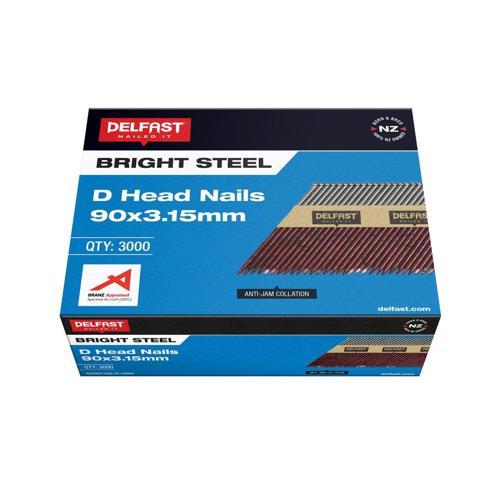 Delfast D Head Collated Nails 90 X 3.15mm Bright Pack of 3 000