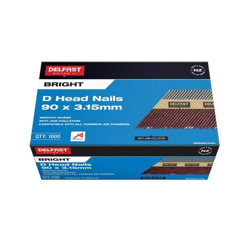 Delfast D Head Collated Nails 90 X 3.15mm Bright Pack of 1 000