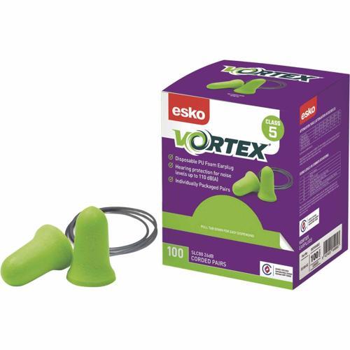 Esko Vortex Corded Earplugs Bell Shaped Pack of 100