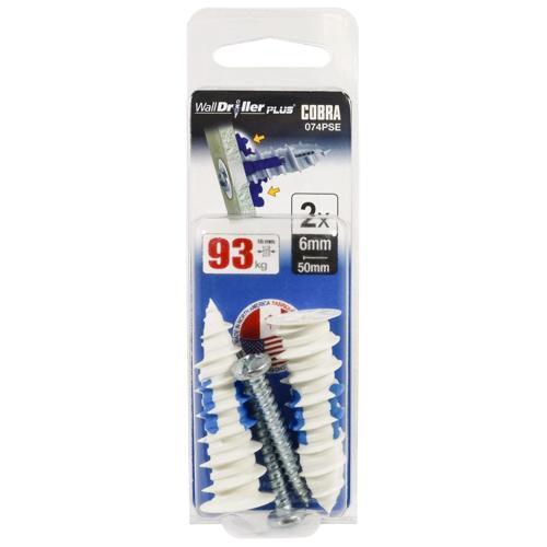Cobra Wall & Ceiling Anchor 6mm White Pack of 2