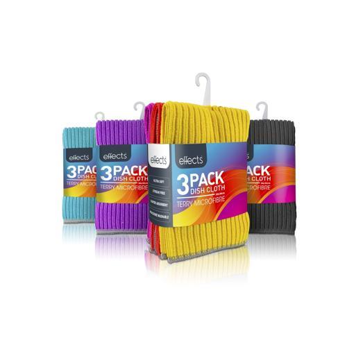 Effects Microfibre Terry Dishcloth 3 Pack 30 X 30cm Pack of 3