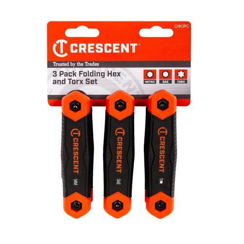 Crescent Folding SAE/Metric/ Torx Dual Material Key Set 3 Pieces