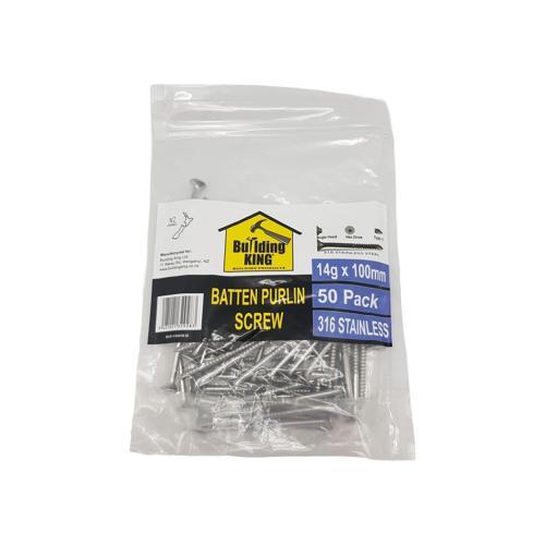 Building King Bugle Head Batten Screw 100mm X 14g 316 Stainless Steel