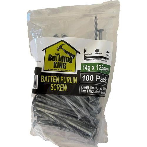 Building King Bugle Head Batten Screw 125mm X 14g Class 4 Galvanised Pack of 100