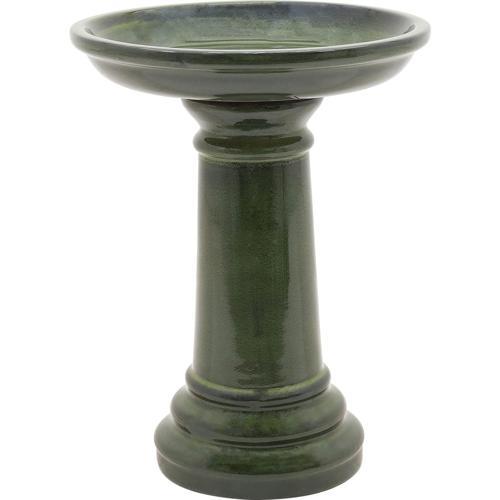 Gardeners Edge Glazed Mini Bird Bath Forest Green