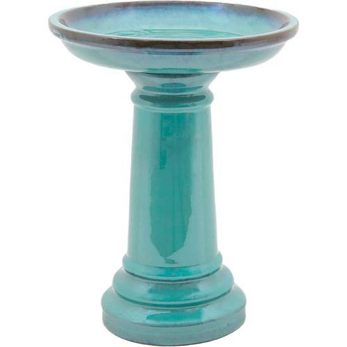 Gardeners Edge Glazed Mini Bird Bath Firework Green