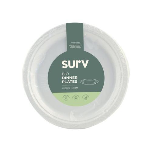 SURV Bio Dinner Plates 20 Pack White Pack of 20