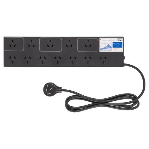 HPM General Purpose Surge Protected RFI Filter Powerboard 12 Outlet Black