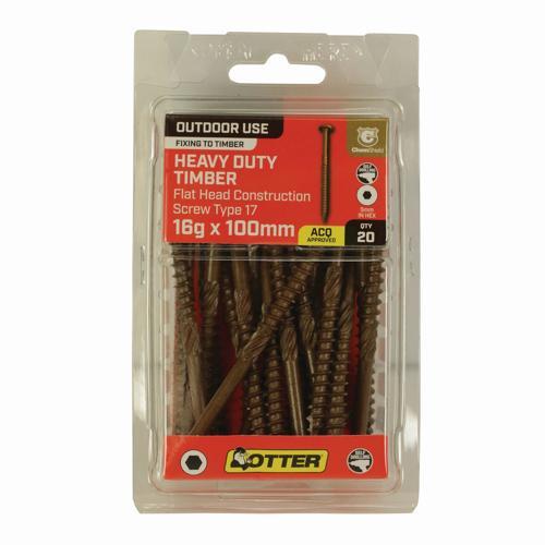 Otter Construction Screws 16g X 75mm Pack of 20 Chemshield