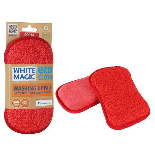 White Magic Eco Cloth Washing Up Pad 15cm 9cm Coral
