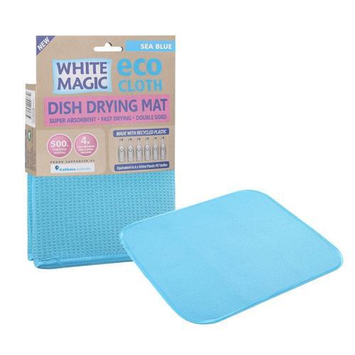 White Magic Dish Drying Mat 40cm 45cm Sea Blue