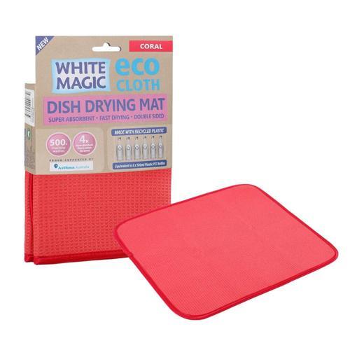 White Magic Dish Drying Mat 40cm 45cm Coral