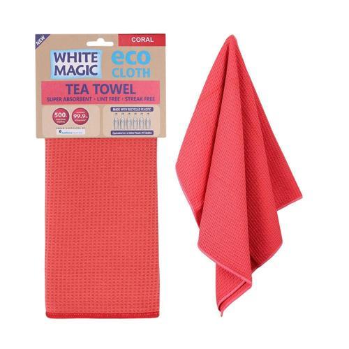 White Magic Tea Towel 70cm 50cm Coral