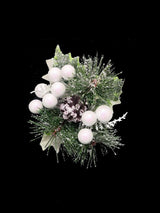 Snowy Pine Pick w/Pine cone & White Berries (7")