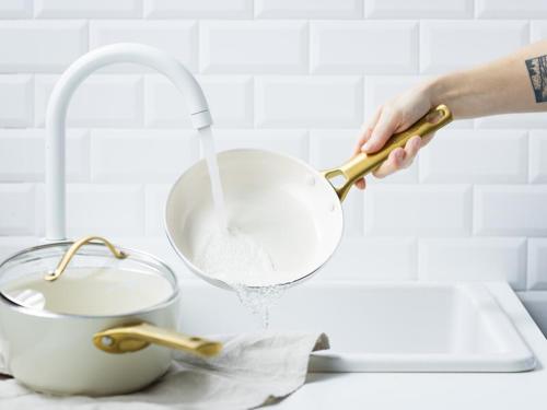 GreenPan Padova 6 (10) Piece PFAS Free Cookset Cream White