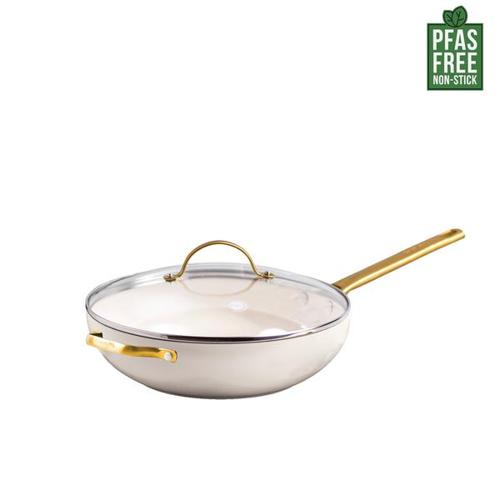 GreenPan Padova PFAS Free Covered Wok 32cm/5.42L Cream