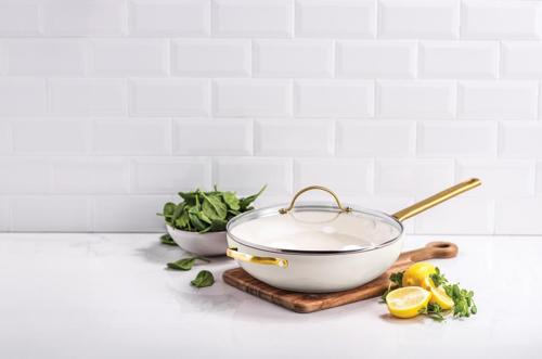 GreenPan Padova PFAS Free Covered Wok 32cm/5.42L Cream