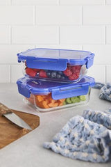Pyrex Lock N Store Rectangle Container with Blue Lid  640ml