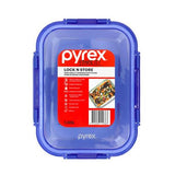 Pyrex Lock N Store Rectangle Container with Blue Lid  1.05L