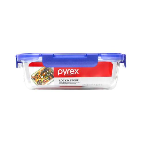 Pyrex Lock N Store Rectangle Container with Blue Lid  1.05L