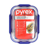Pyrex Lock N Store Rectangle Container with Blue Lid  1.05L