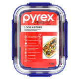 Pyrex Lock N Store Rectangle Container with Blue Lid  1.52L