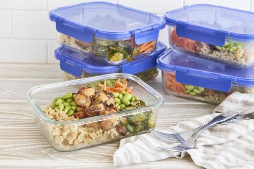 Pyrex Lock N Store Rectangle Container with Blue Lid  1.52L