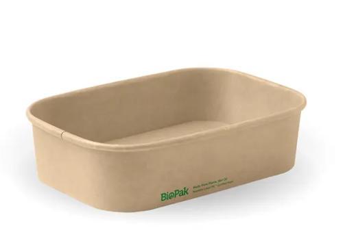 Food Containers Paper Rectangular PLA Lined Kraft 500ml Pack of 300 - Biopak