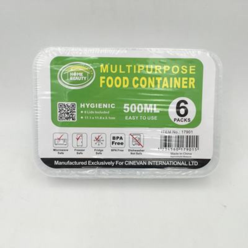 Plastic Food Containers - 500 ML/17.1cm  - 72 units