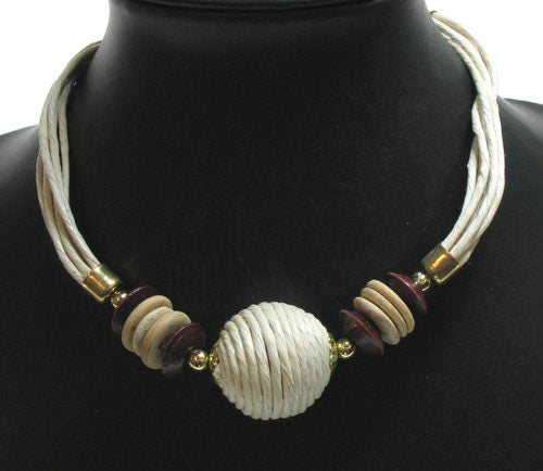 Choker Necklace Fb.Wd.Gd Cream & Neutrals