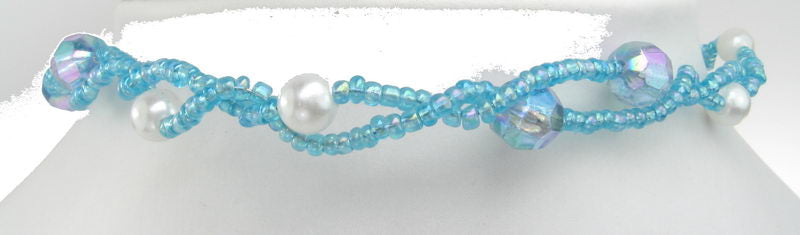 Choker Necklace - 2 Str Twist - Blue