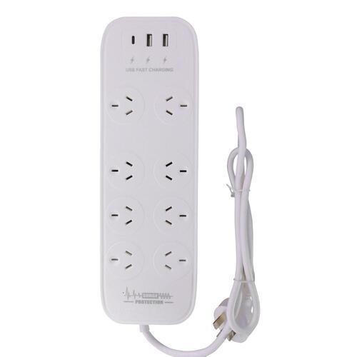 Cordtech 8 Outlet Powerboard With Surge USB-A And USB-C 8SUSBC-55W