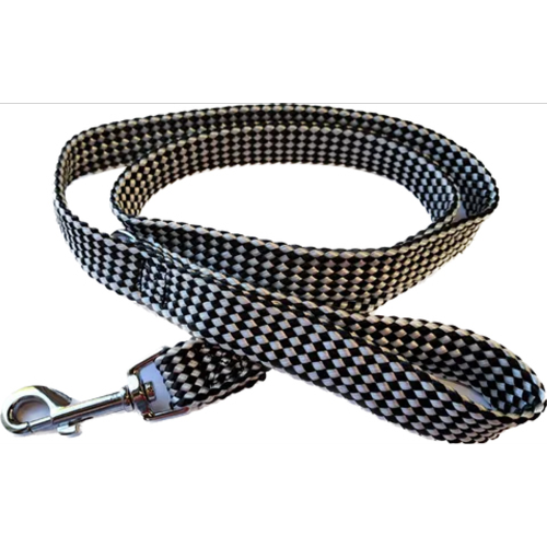 Double Nylon Webbing Lead - Black & White (20mm x 120cm)