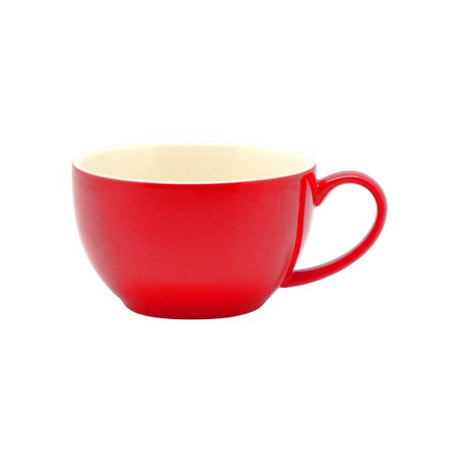 Rockingham Red Latte Cup set of 6, 300ml, high gloss red exterior, off-white interior, durable porcelain, microwave and dishwasher safe.