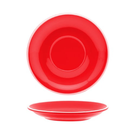 Rockingham Red Latte Saucer, 15.5cm, vibrant color, high gloss finish, durable porcelain, box of 6 for stylish dining.