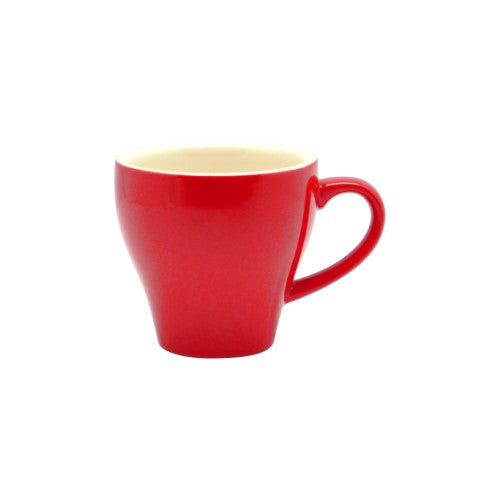 Elegant Rockingham Red Long Black Tulip Cup, high gloss finish, 180ml capacity, perfect for coffee enthusiasts.