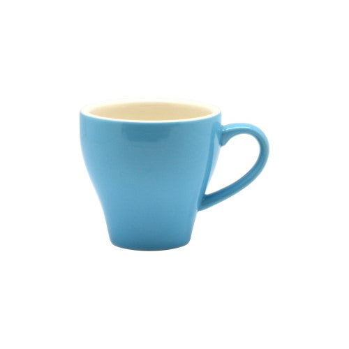 Set of 6 Rockingham Sky Blue Long Black Tulip Cups, 180ml, elegant porcelain design for stylish coffee enjoyment.