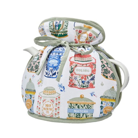 Colorful Ulster Weavers Cotton Muff tea cosy, 100% cotton, designed to keep 6-cup teapots warm with elegant details.