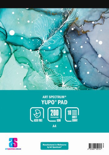 Art Spectrum Yupo Pad 200gsm A3 with 10 sheets for vibrant, smooth artwork using various mediums, eco-friendly and durable.