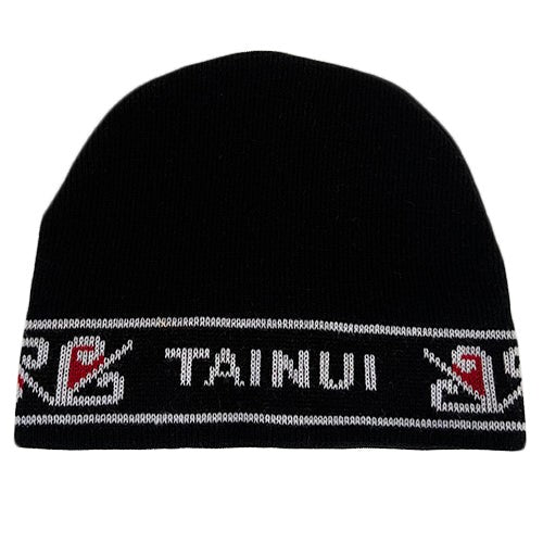 Elegant Maori Beanie - Tainui, crafted from black, red, and white wool, reflecting Tainui tribe heritage.
