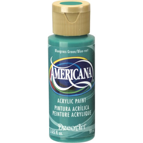 DecoArt Americana Acrylic paint in Bluegrass Green, perfect for vibrant crafting on various surfaces.