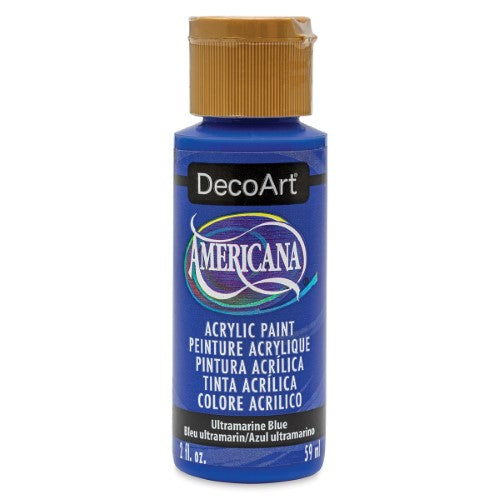 Decoart Americana Acrylic paint in transparent ULTRA BLUE, perfect for artistic projects on various surfaces.