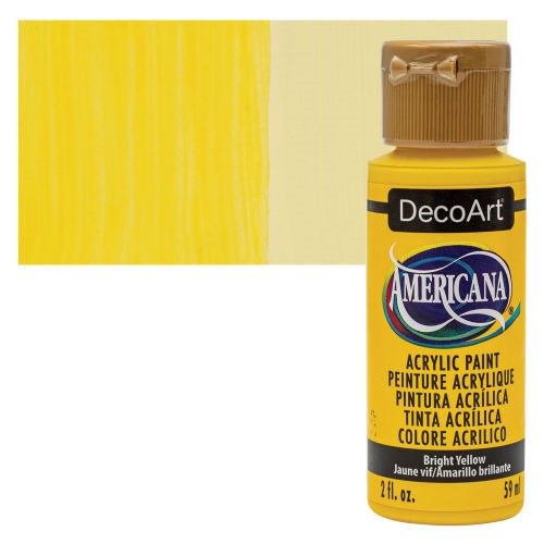 Vibrant 2oz Bright Yellow acrylic paint from DecoArt, ideal for art and crafts on various surfaces.