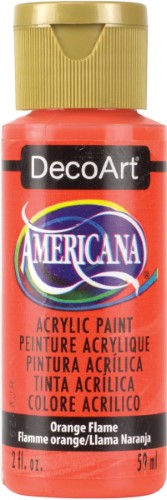 Decoart Americana Acrylic paint in vibrant Orange Flame, perfect for home decor, fine art, and craft projects.