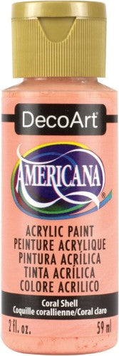 Decoart Americana Acrylic 2oz in Coral Shell, vibrant color for versatile painting on various surfaces.