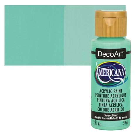 Decoart Americana Acrylic paint in Sweet Mint, a versatile 2oz tube perfect for vibrant arts and crafts projects.