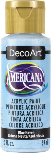 DecoArt Americana 2oz Blue Haven acrylic paint, vibrant blue for versatile use on multiple surfaces with matte finish.