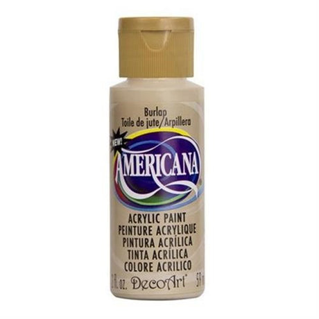 Decoart Americana Acrylic paint in BURLAP color, ideal for versatile crafting on various surfaces with a durable matte finish.