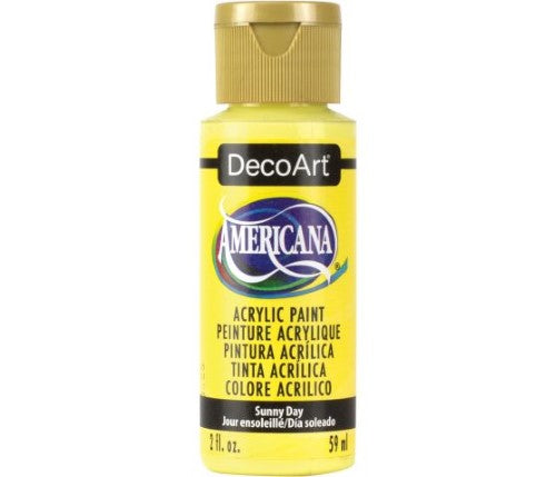 Vibrant 2oz SUNNY DAY acrylic paint from Decoart, perfect for diverse crafting and art projects with easy blending and coverage.